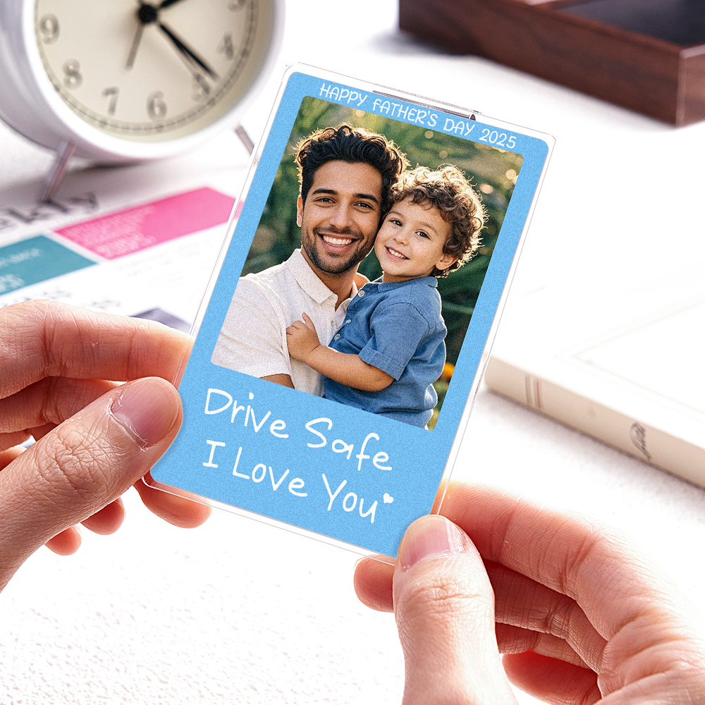 Car Visor Clip with Your Photo - Custom Visor Clip Drive Safe I love you Design - Car Accessories Gifts - CustWit