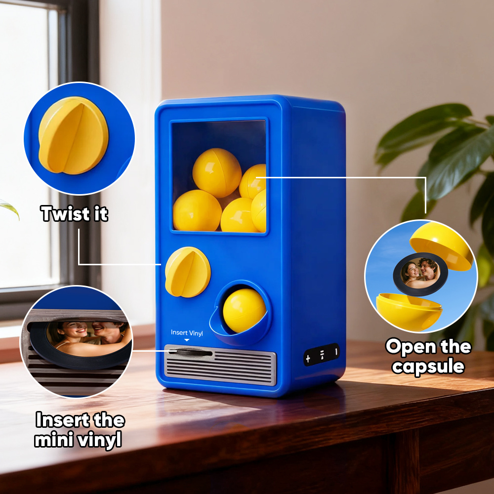 (Pre-Sale, Ships on 25/10) Personalized Music and Photo Music Gachapon Machine Custom Song Mini Record Box Retro Gifts for Her