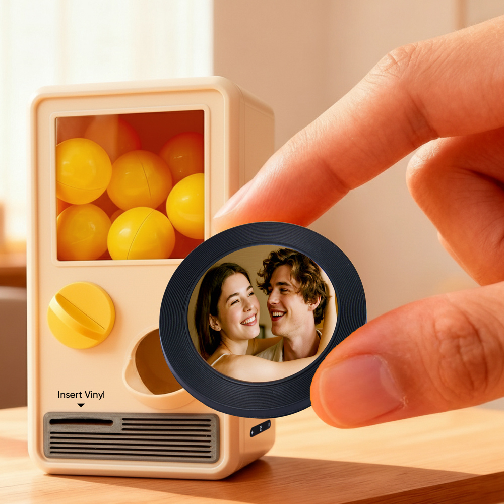 (Pre-Sale, Ships on 25/10) Personalized Music and Photo Music Gachapon Machine Custom Song Mini Record Box Retro Gifts for Her