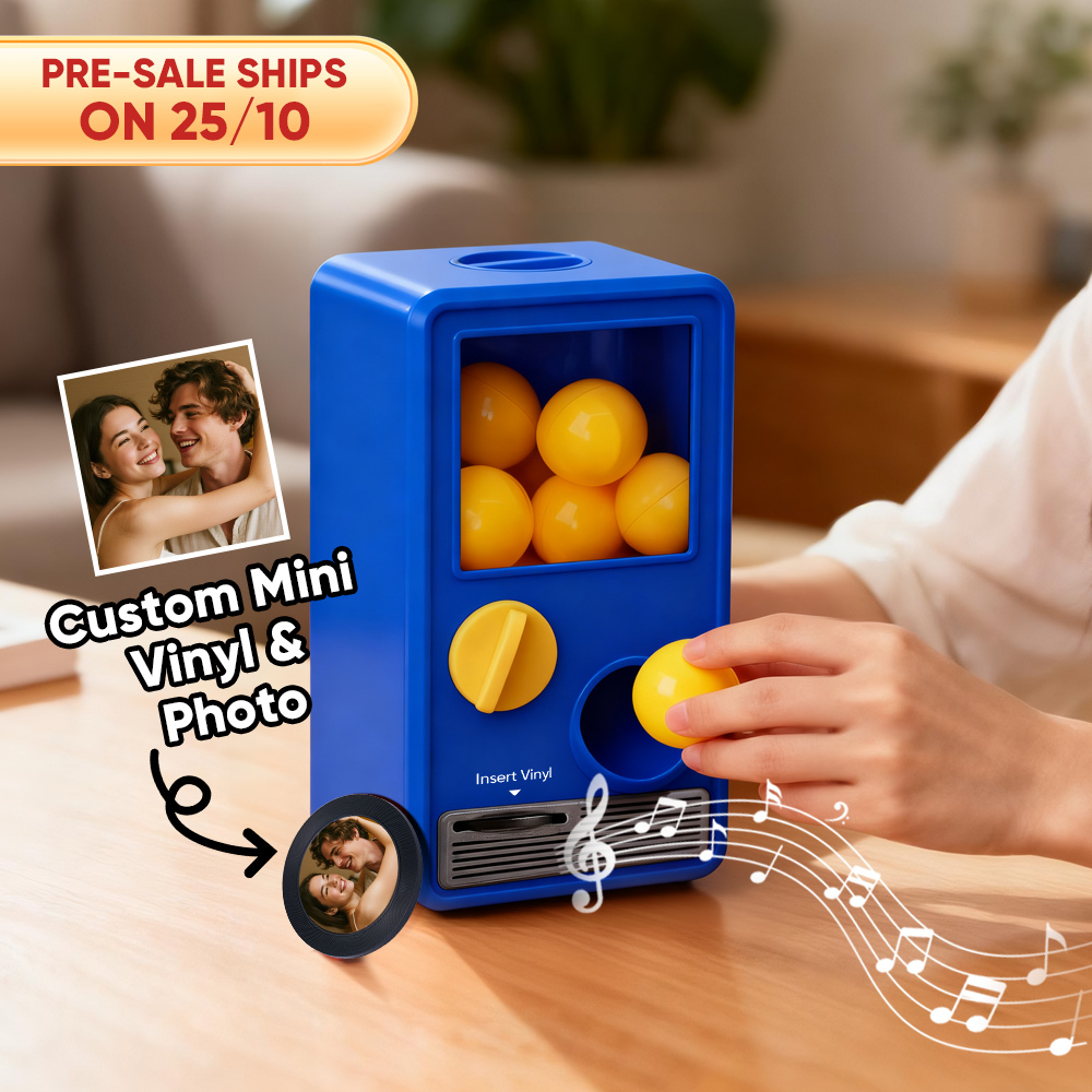 (Pre-Sale, Ships on 25/10) Personalized Music and Photo Music Gachapon Machine Custom Song Mini Record Box Retro Gifts for Her