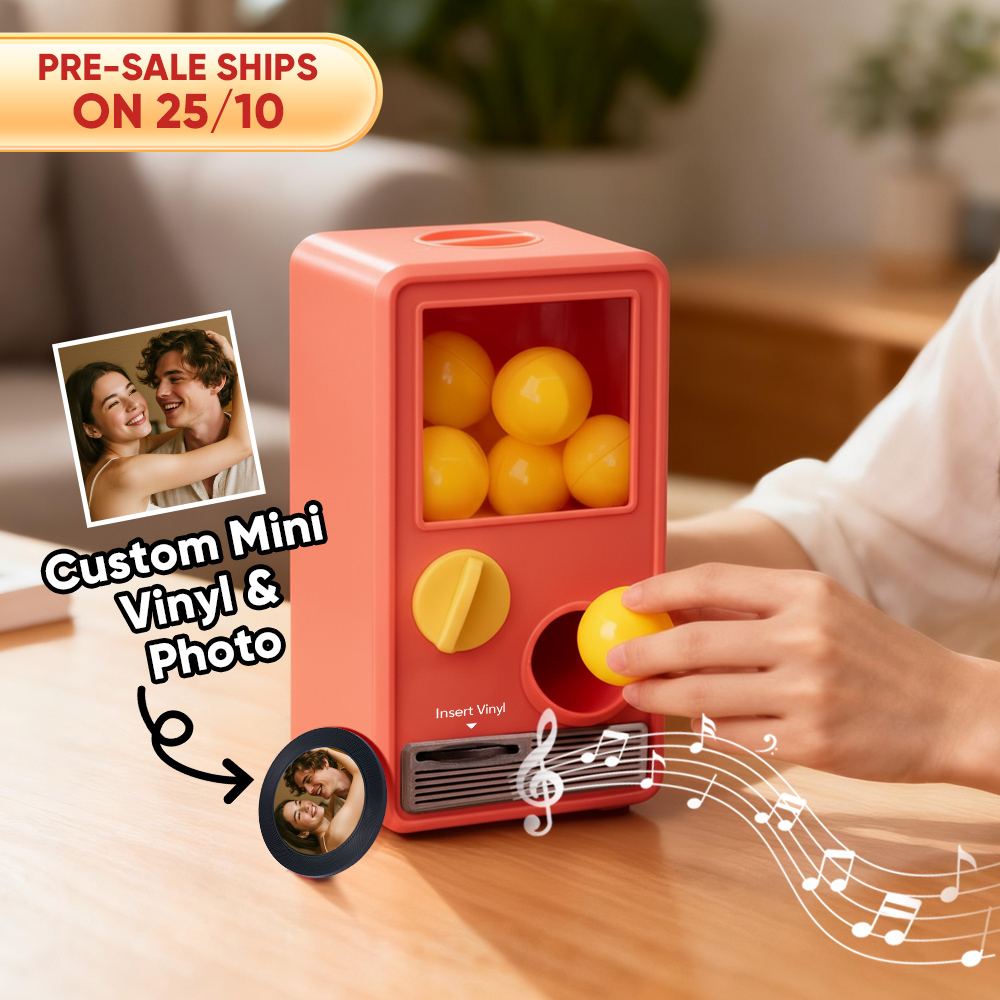 (Pre-Sale, Ships on 25/10) Personalized Music and Photo Music Gachapon Machine Custom Song Mini Record Box Retro Gifts for Her