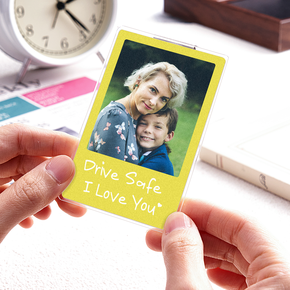 Car Visor Clip with Your Photo - Custom Visor Clip Drive Safe I love you Design - Car Accessories Gifts - CustWit