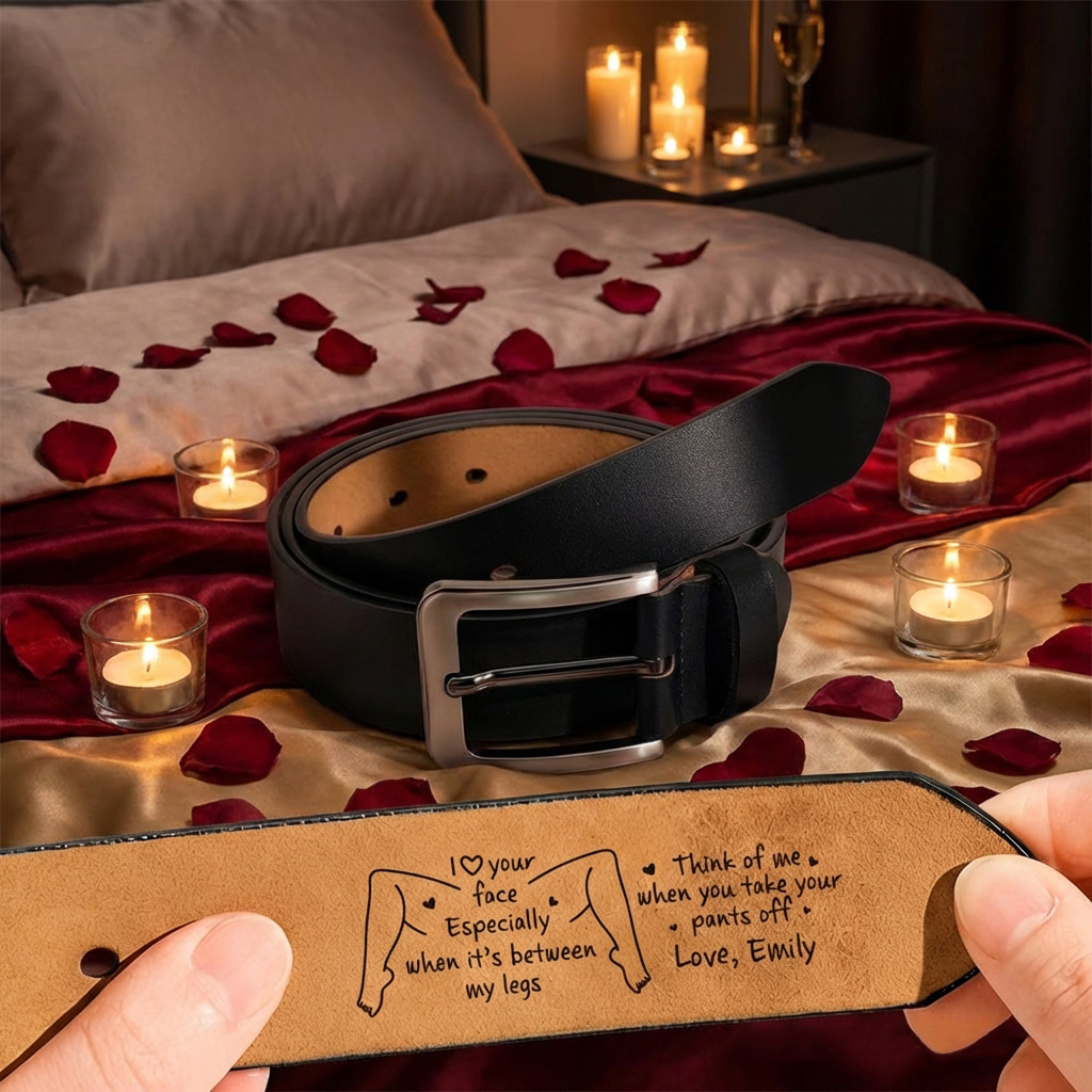 I Love Your Face Especially When It's Between My Legs - Personalized Engraved Leather Belt