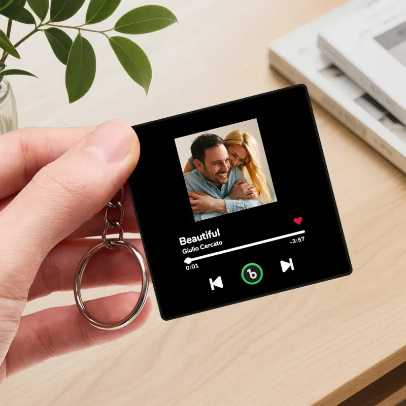 Personalized Photo Music Bluetooth Keychain Music Box Bag Charm That Plays Music Without Cell Phone Anniversary Gifts