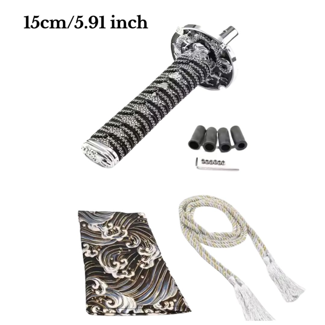 Japanese Samurai Sword Car Gear Shift Knob – Universal Katana Shifter Lever with 4 Adapters for Manual Transmission Cars - CustWit
