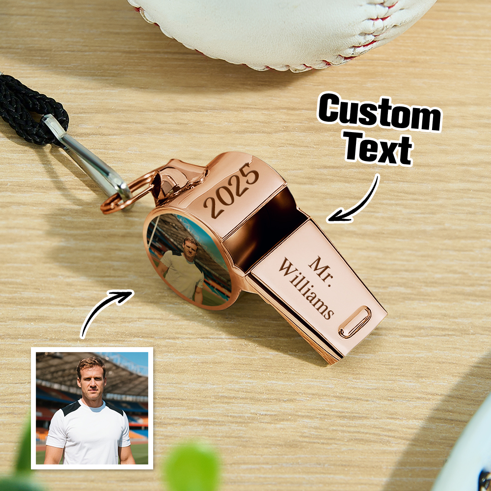 Custom Photo & Logo Whistle Personalized Gift for Coaches, Teachers & Loved Ones
