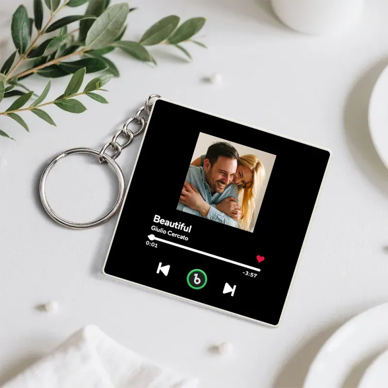 Personalized Photo Music Bluetooth Keychain Music Box Bag Charm That Plays Music Without Cell Phone Anniversary Gifts