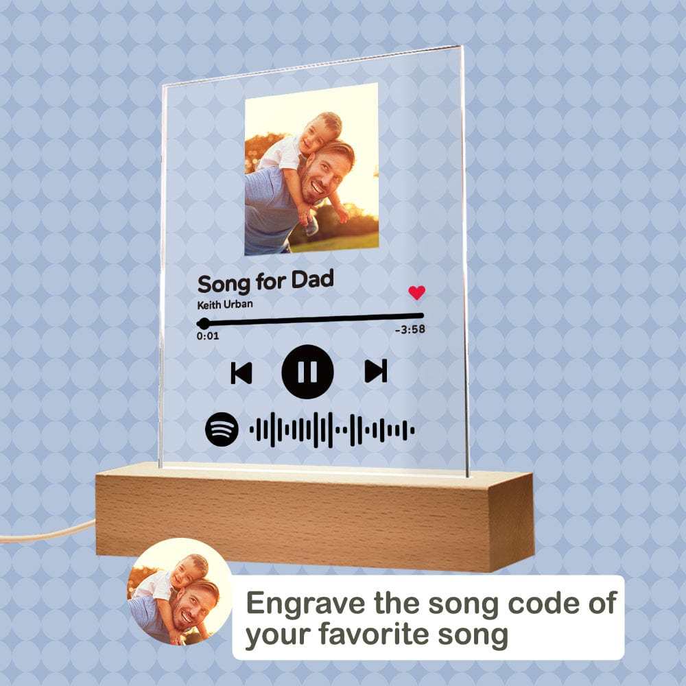 Father's Day Spotify Plaque Night Lamp With Stand Personalised Gifts for Dad