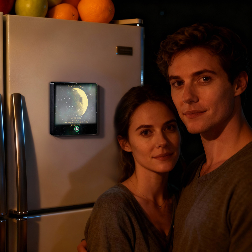 Custom Moon Phase Music Fridge Magnet With Light, Special Gift For Family