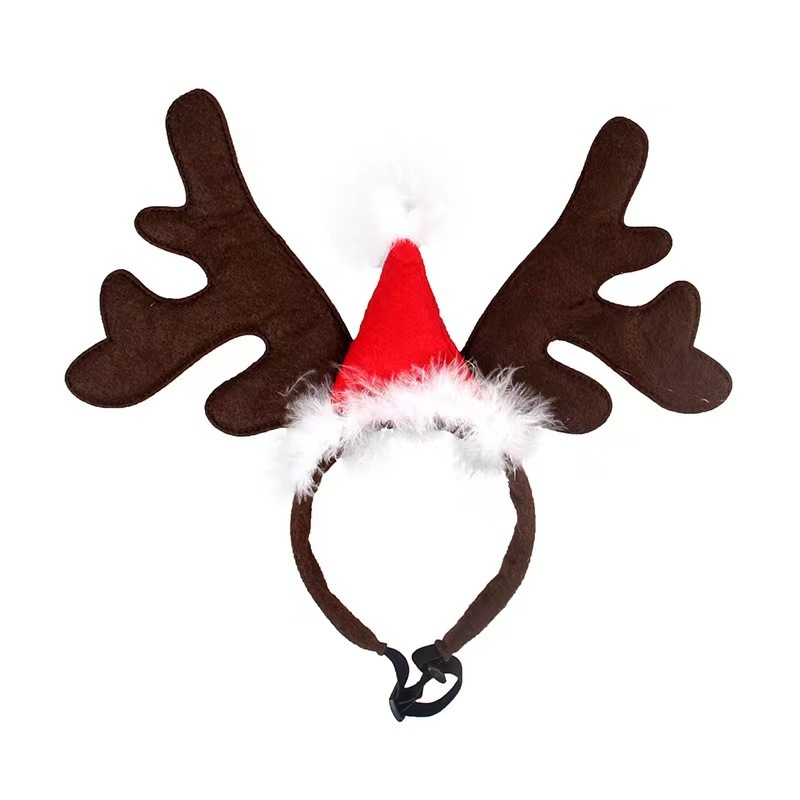 Christmas Reindeer Antler Pet Headband, Christmas Headband for Cats and Dogs, Reindeer Antler Bell Pet Headband