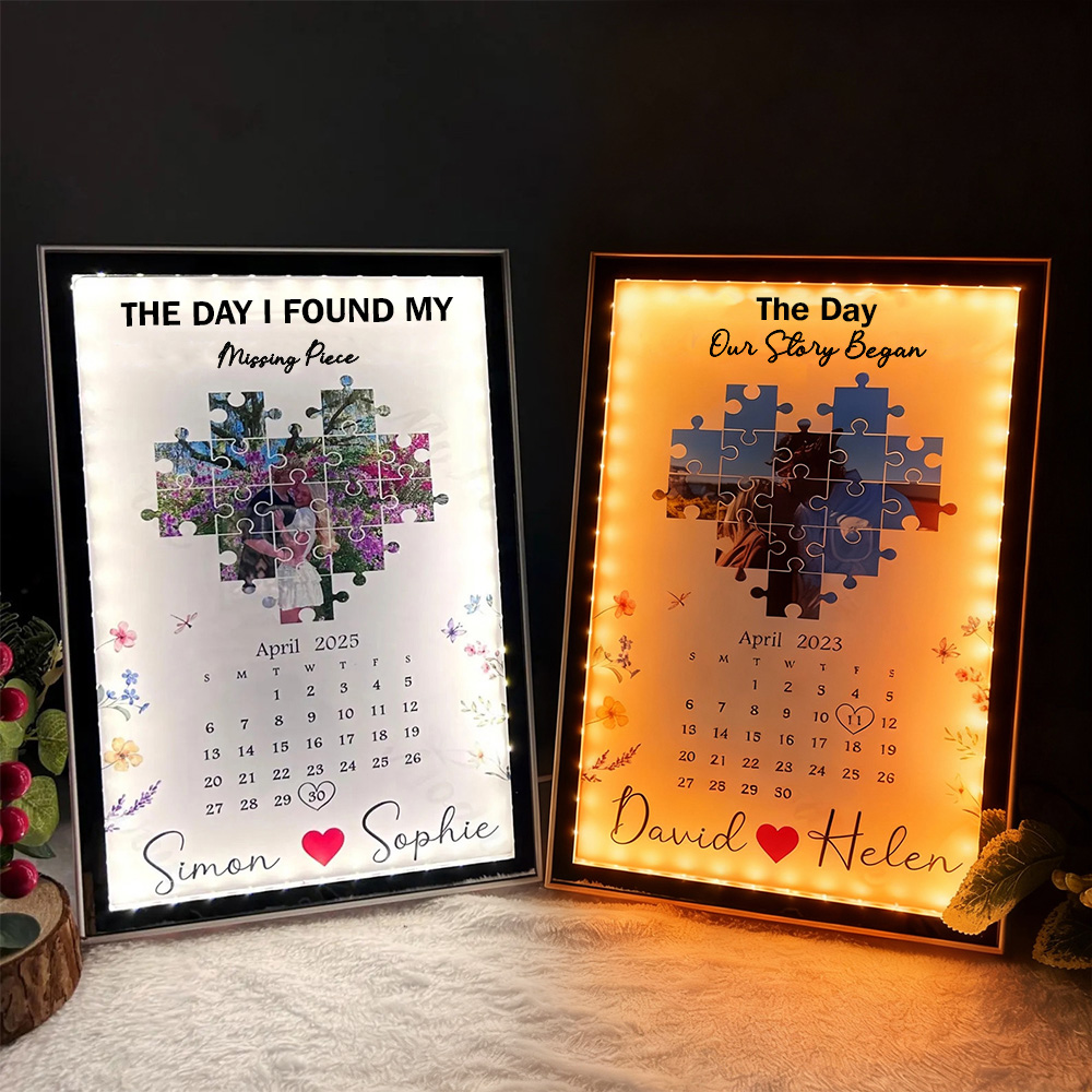 Personalized Missing Piece Mirror Light, Hidden Reflection Gift for Couple, Anniversary, Valentine’s Day