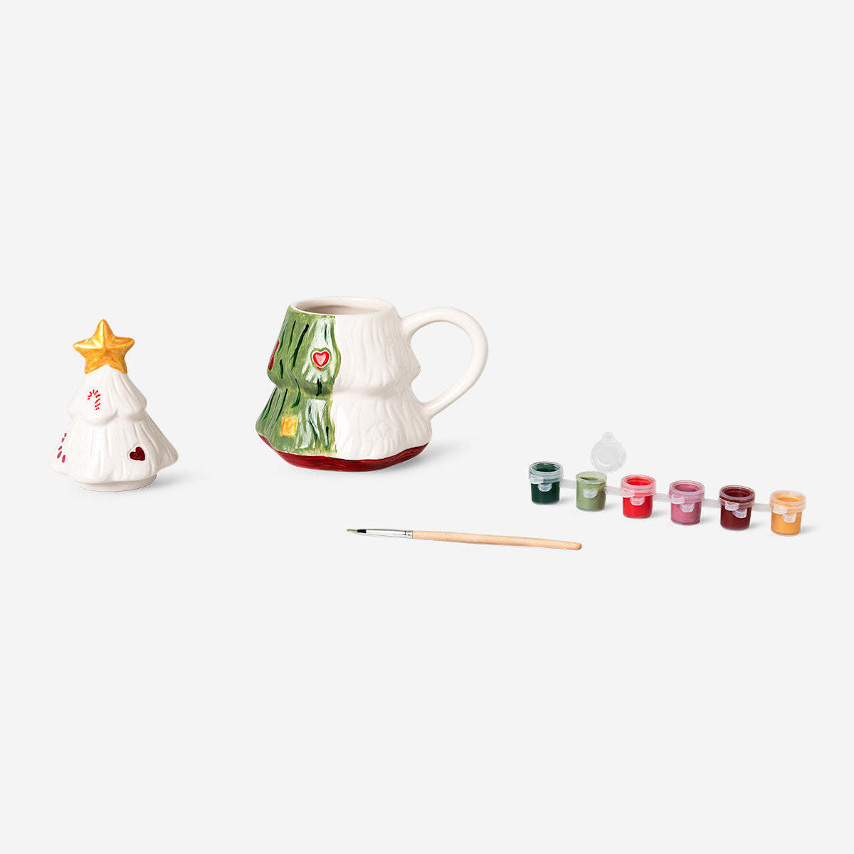 DIY Christmas Tree Mug Painting Kit, Ceramic Paintable Holiday Cup with Brush & Colors, Creative Christmas Gift for Kids & Adults