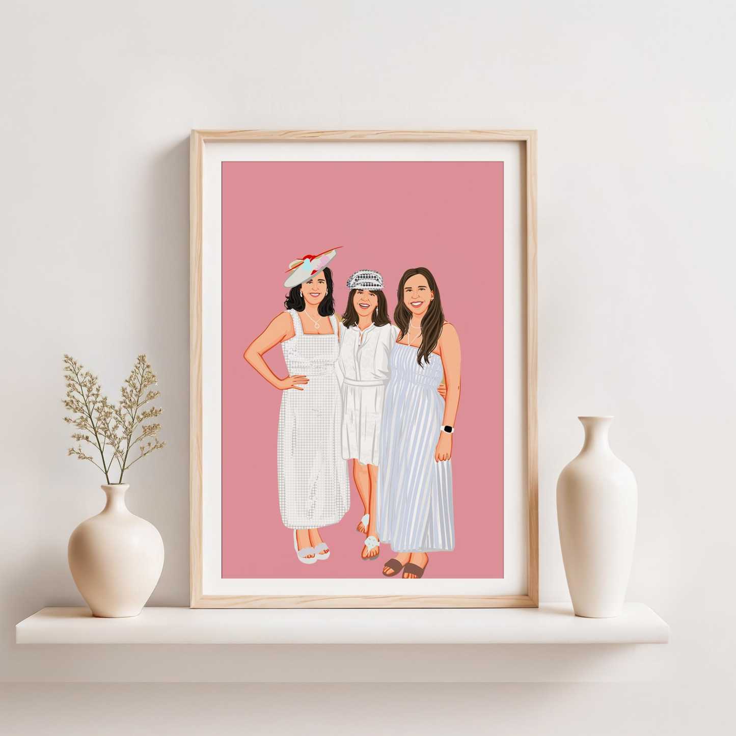 Custom Best Friend Portrait: Cartoon Illustration, Personalized Gift for Sister, Birthday Gift for Her