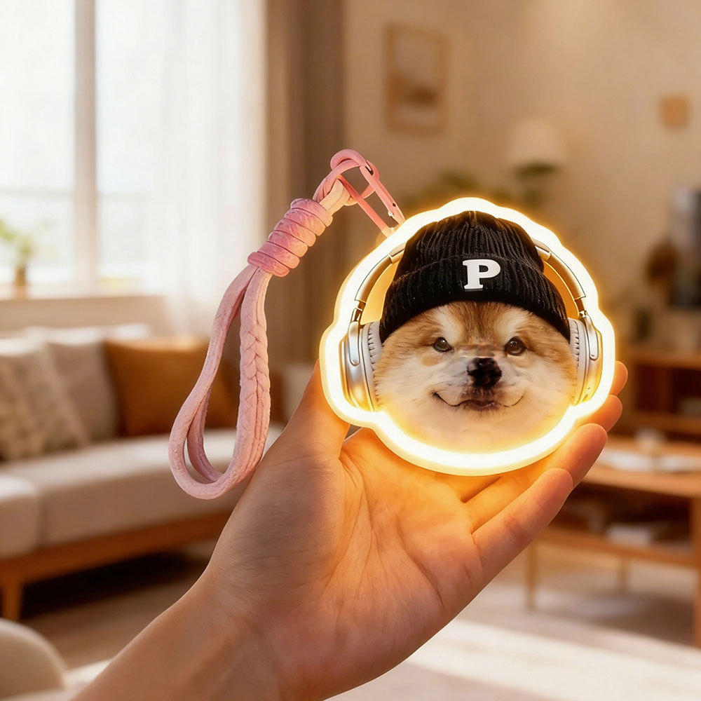 Custom Pet Photo Keychain with Light – Personalized Glowing Keychain for Dog & Cat Lovers