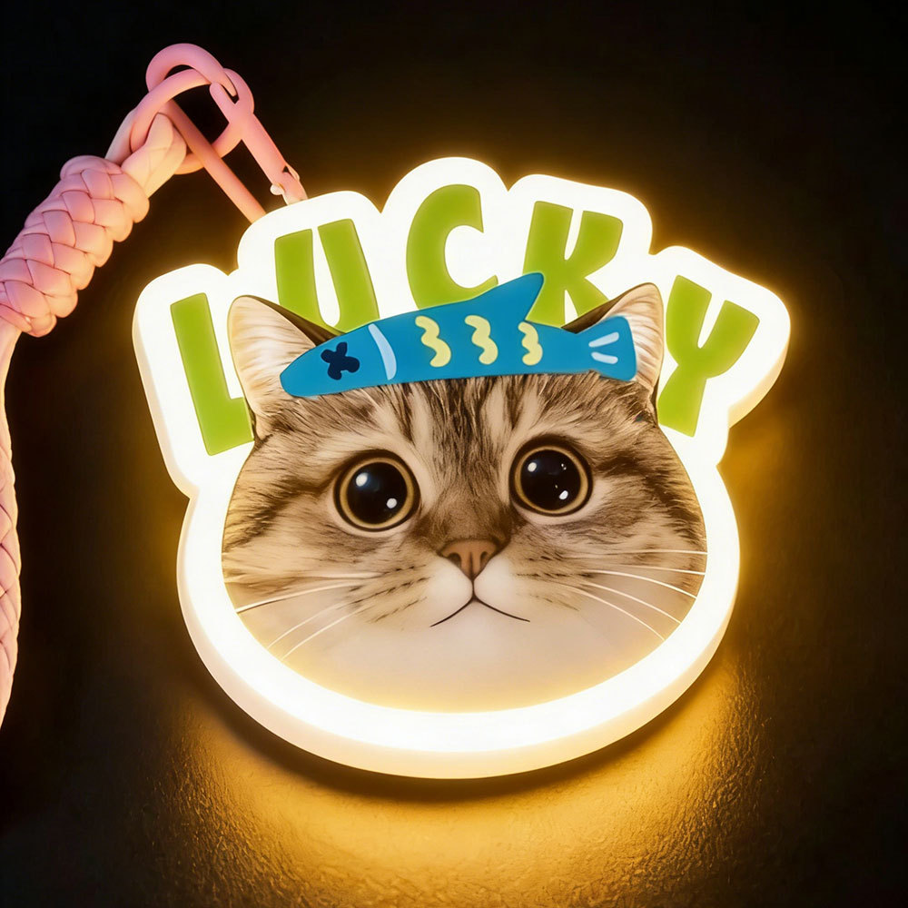 Custom Pet Photo Keychain with Light – Personalized Glowing Keychain for Dog & Cat Lovers