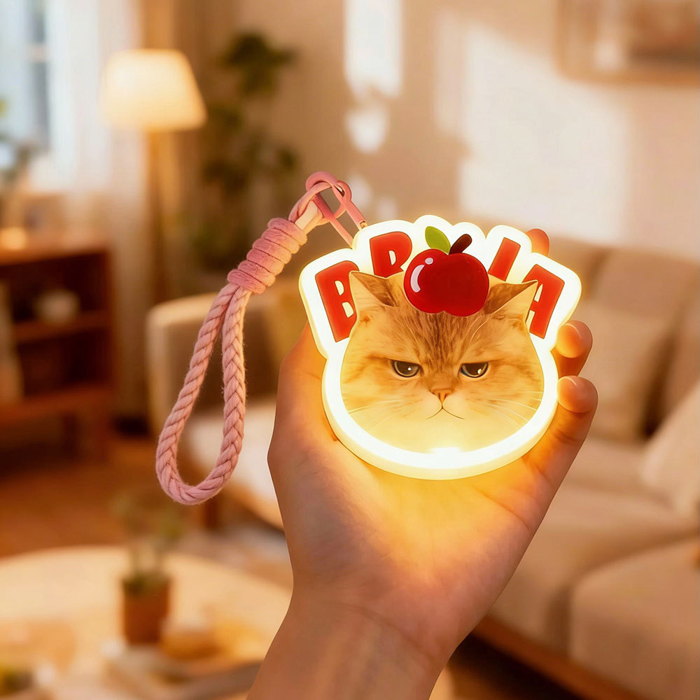 Custom Pet Photo Keychain with Light – Personalized Glowing Keychain for Dog & Cat Lovers