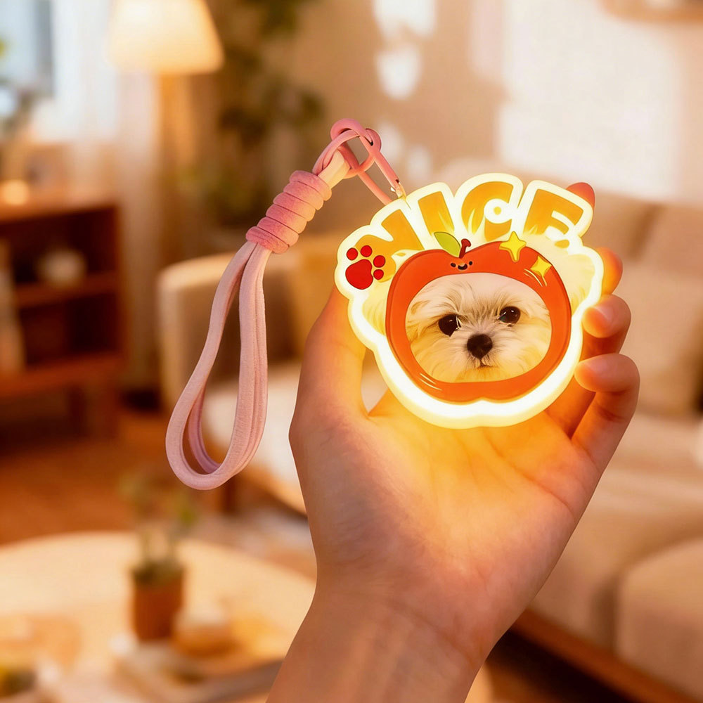 Custom Pet Photo Keychain with Light – Personalized Glowing Keychain for Dog & Cat Lovers