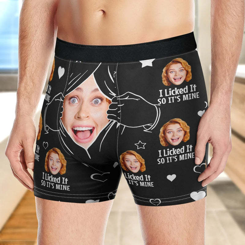Custom Photo I Licked It So It's Mine - Personalized Men's Boxer Briefs