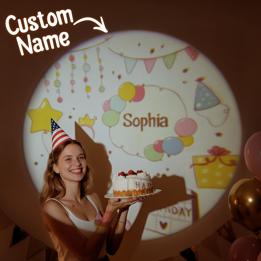 Custom Name Birthday Projector Light, Custom Name Night Light for Celebrations