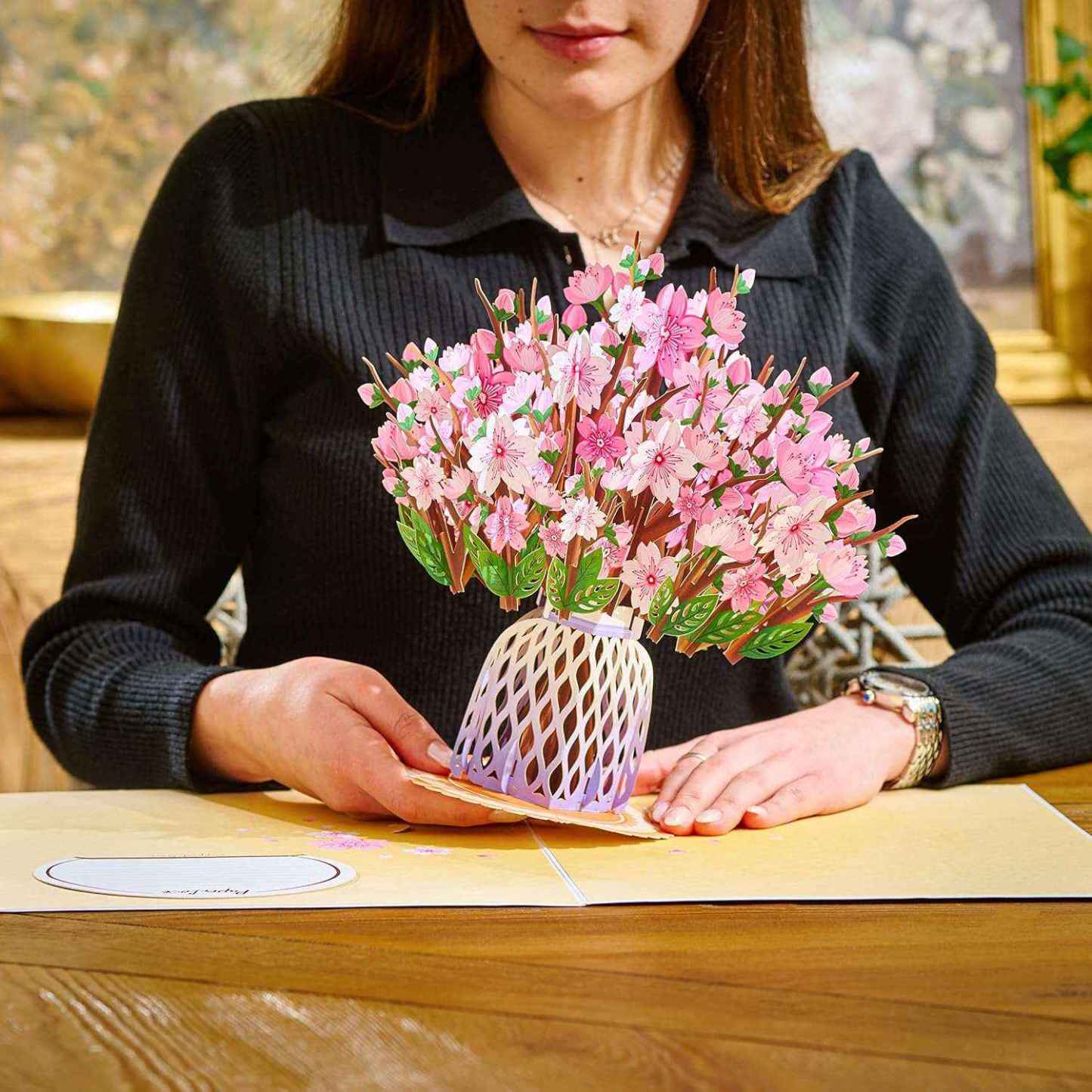 Valentine’s Day 3D Pop-Up Flower Bouquet Card – Romantic Cherry Blossom Design