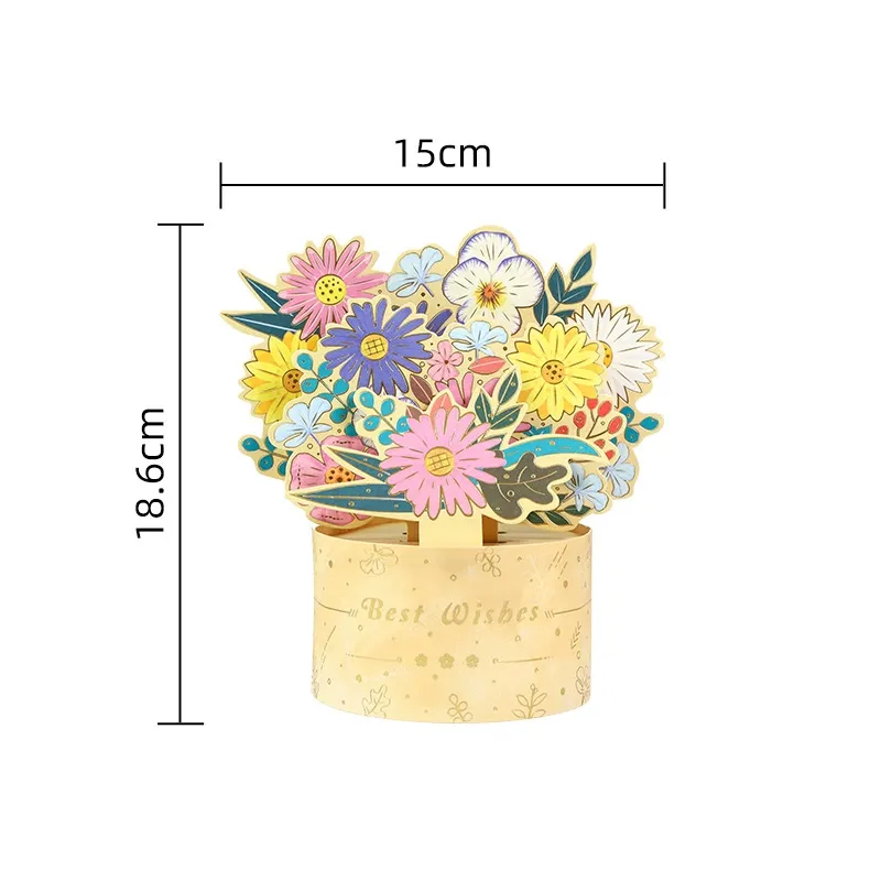 Valentine’s Day 3D Pop-Up Flower Bouquet Card – Romantic Cherry Blossom Design