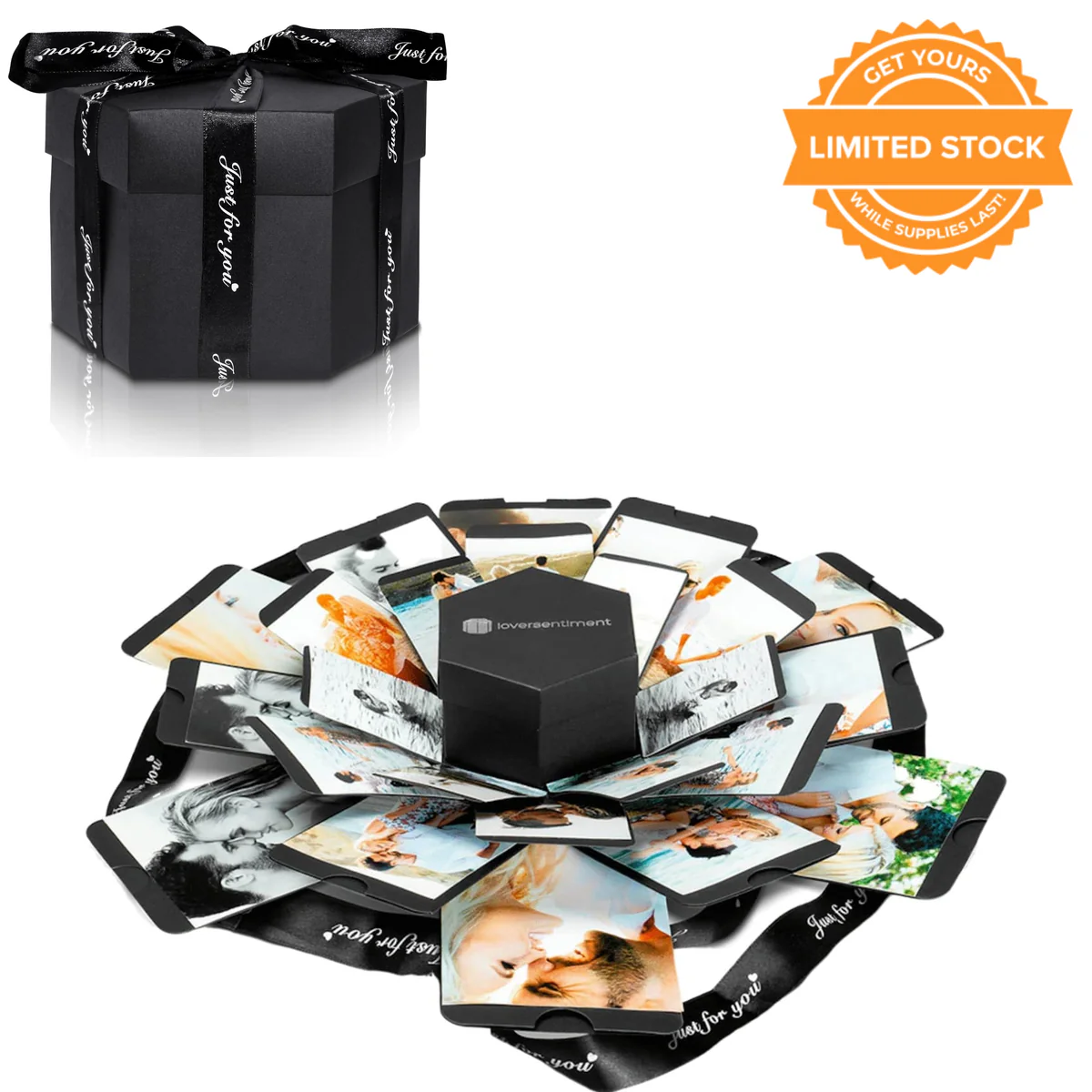 Creative Black Explosion Box DIY Photo Album Surprise Love Memory Scrapbooking Gift for Valentines Day