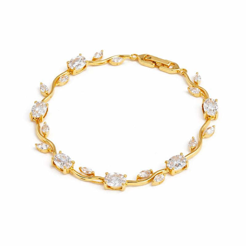 Elegant Floral Crystal Jewelry - Necklace, Bracelet or Matching Set - Gift For Lover