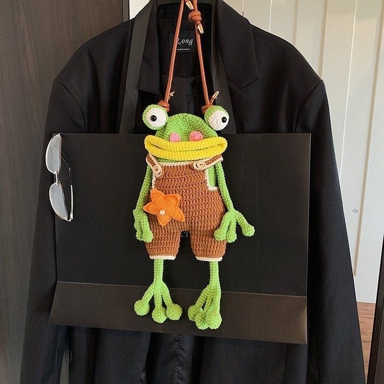 Crochet Big Mouth Frog Crossbody Phone Bag, DIY Kit or Finished Bag