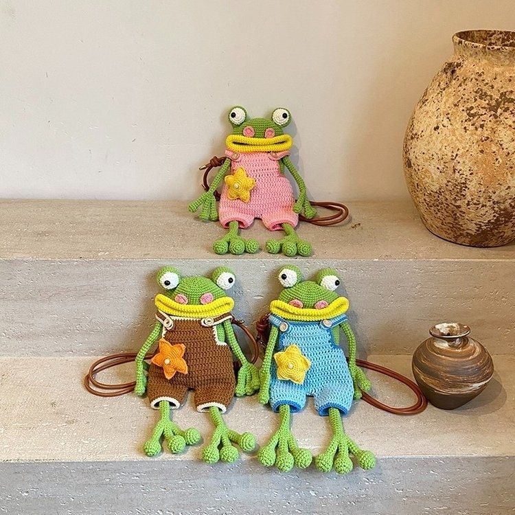 Crochet Big Mouth Frog Crossbody Phone Bag, DIY Kit or Finished Bag