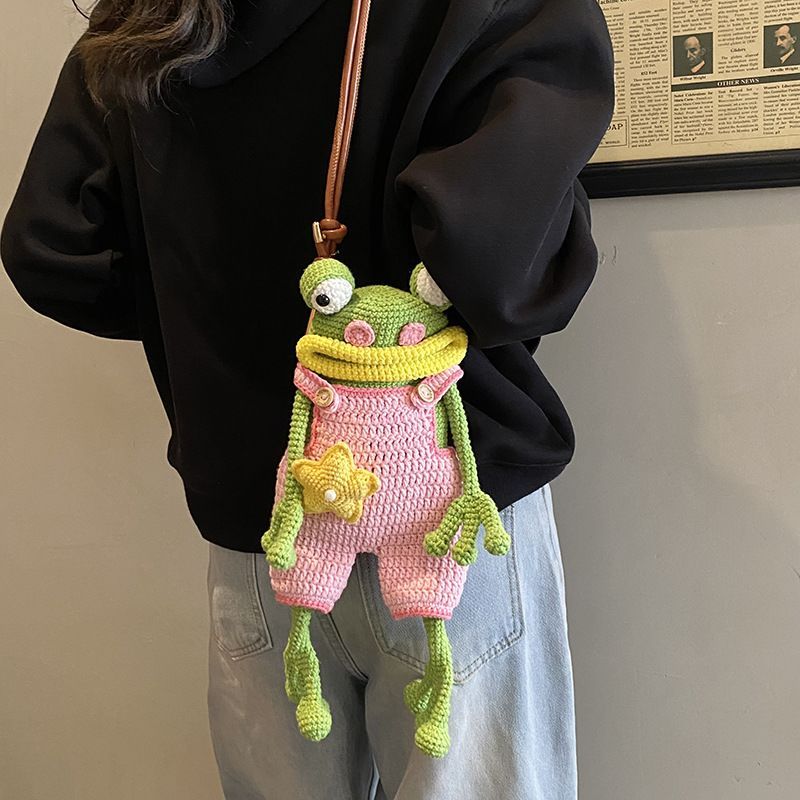 Crochet Big Mouth Frog Crossbody Phone Bag, DIY Kit or Finished Bag