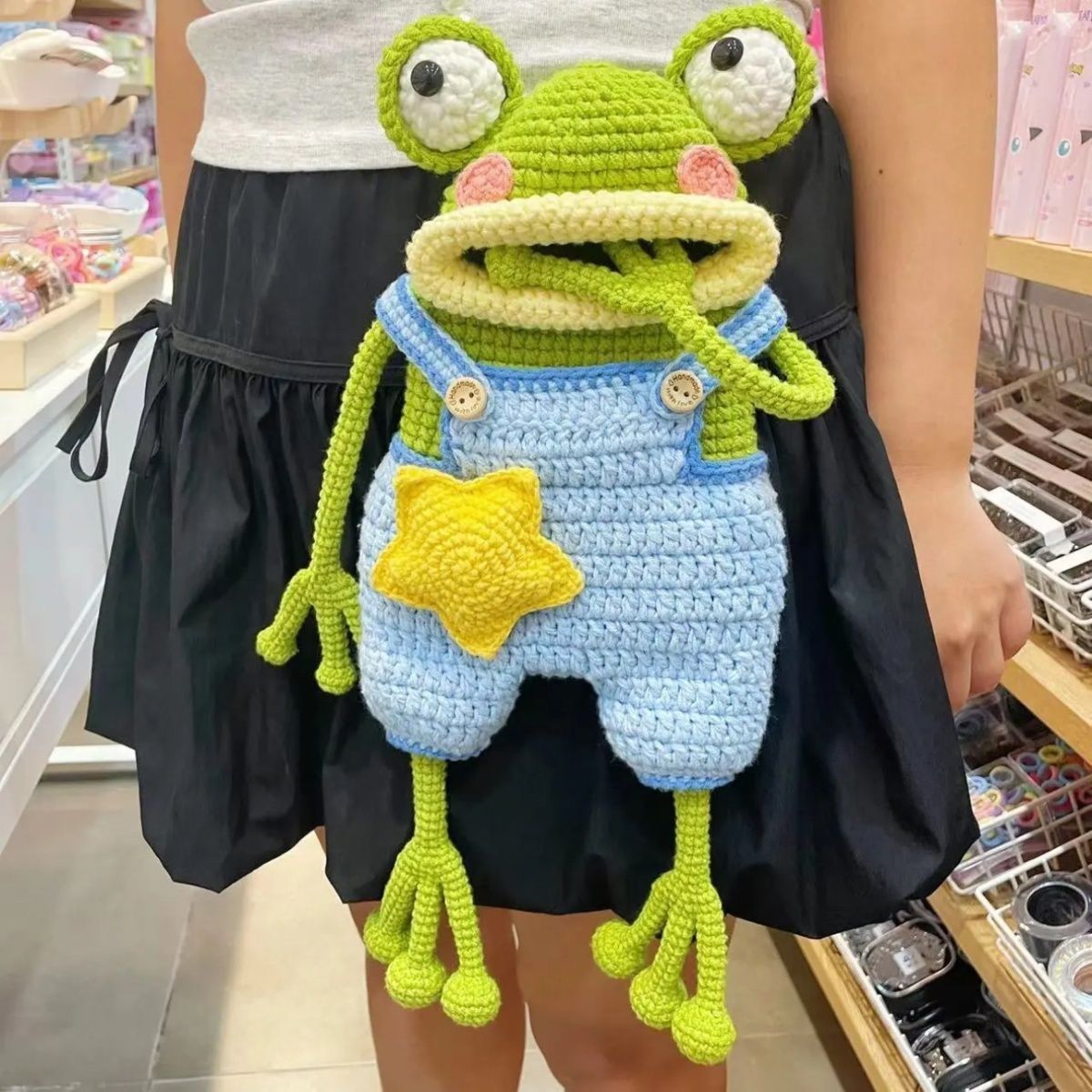 Crochet Big Mouth Frog Crossbody Phone Bag, DIY Kit or Finished Bag