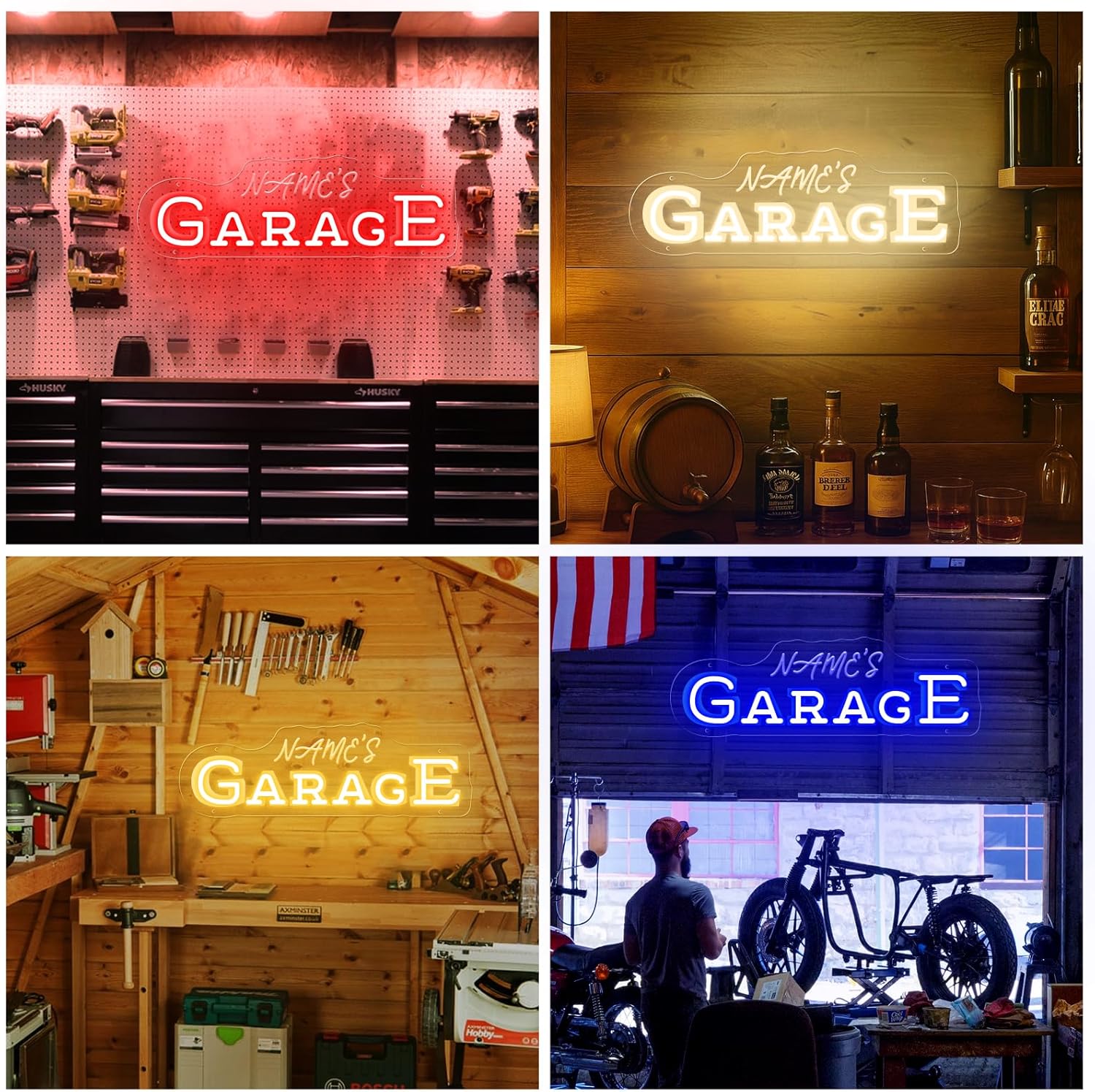 Custom Garage Name Neon Sign for Wall Decor with Timing Remote, Personalized Gear Garage LED Neon Light for Man Cave, Home Bar, Workshop, Son Dad Birthday Gift