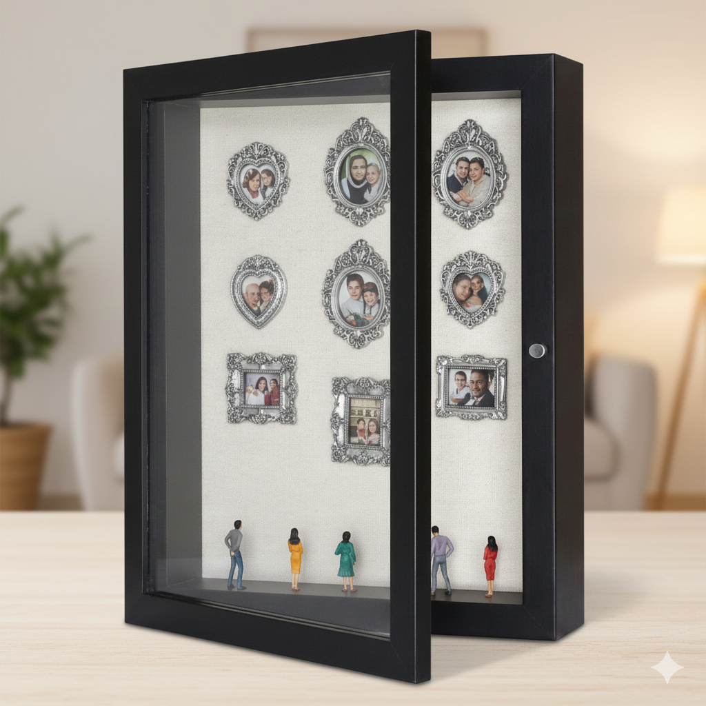 Custom Mini Museum Photo Display – Personalized Openable Shadow Box Frame, Romantic Keepsake Gift for Couples