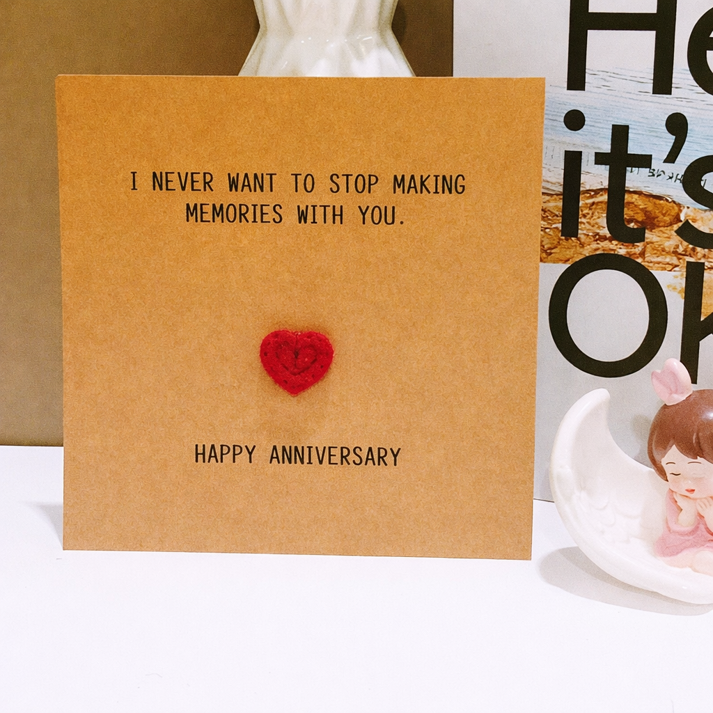 Happy Anniversary Handmade Crochet Greeting Card Valentine’s Day 3D Knitted Card, Romantic Gift for Her - CustWit