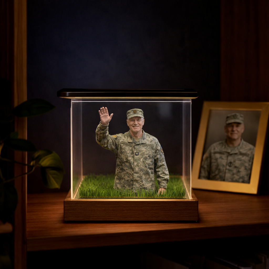 Personalized Holographic Memorial Day Video Box Lumina Box Memorial for Fallen Soldiers