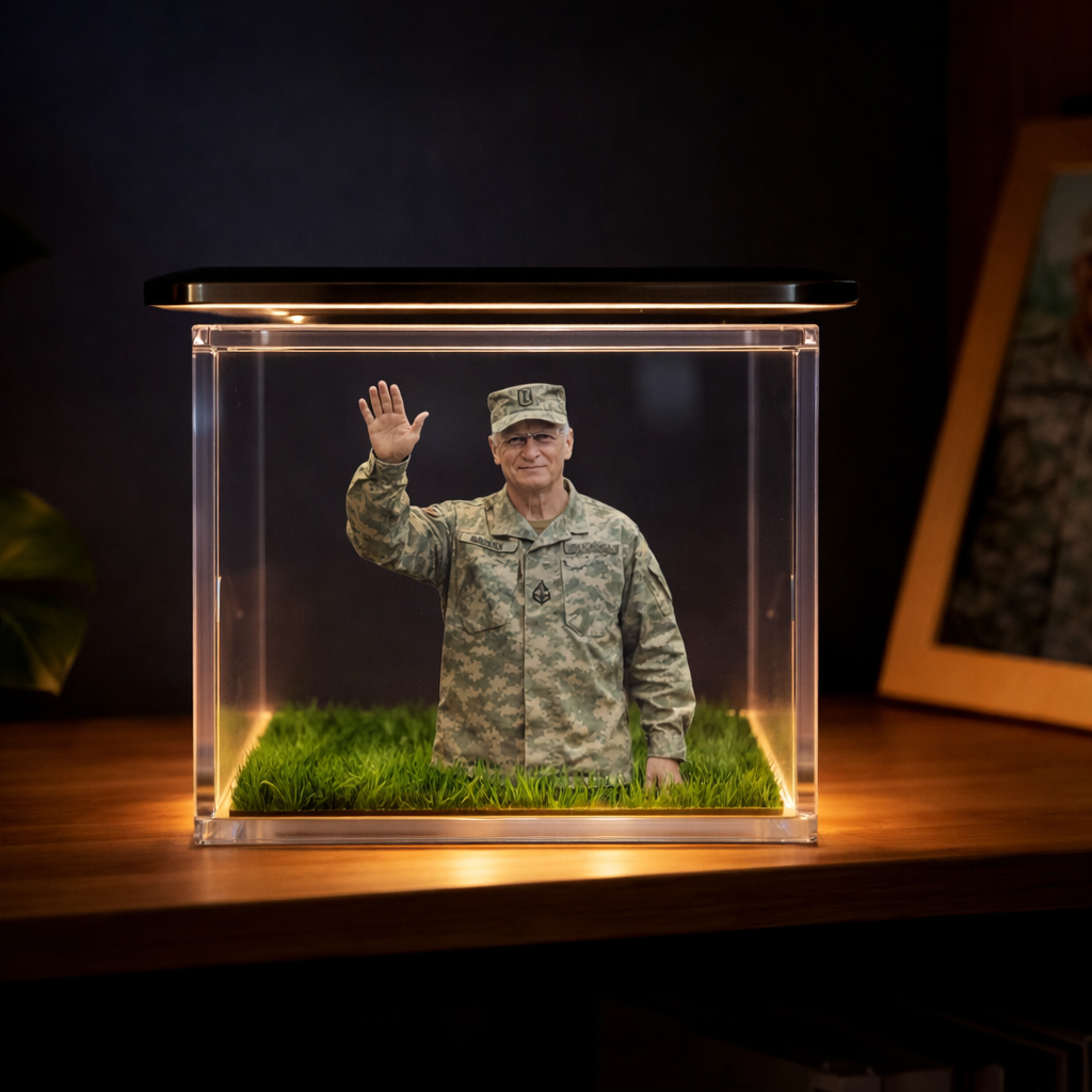 Personalized Holographic Memorial Day Video Box Lumina Box Memorial for Fallen Soldiers