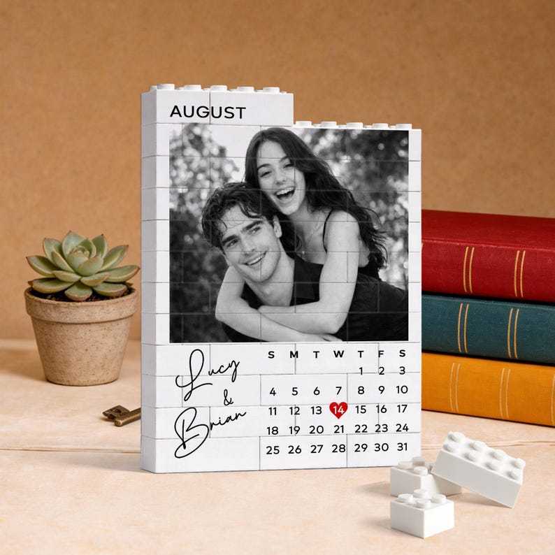 Custom Photo Building Blocks for Couples, Calendar Block Valentine's Day Gift, Couple Gift, Anniversary Gift