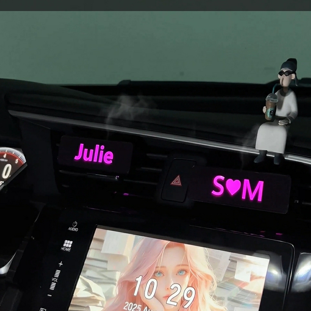 Personalized Car Air Freshener with LED Light – Custom Name Aromatherapy Perfume Unique Car Gift for Him or Her