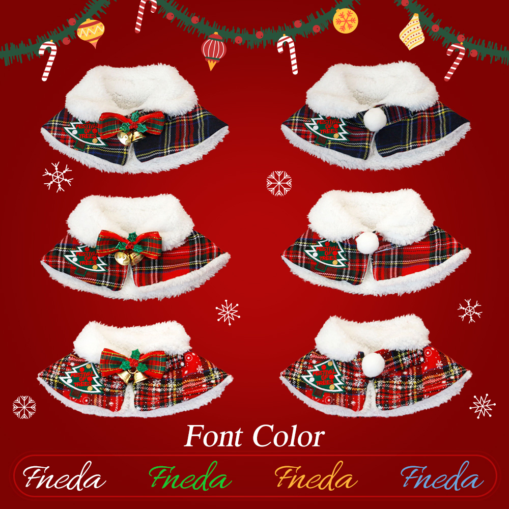 Custom Name Pet Scarf With Plush Collar, Pet Christmas Capes, Cat And Dog Neck Warmers, Christmas Gift For Pet Lovers