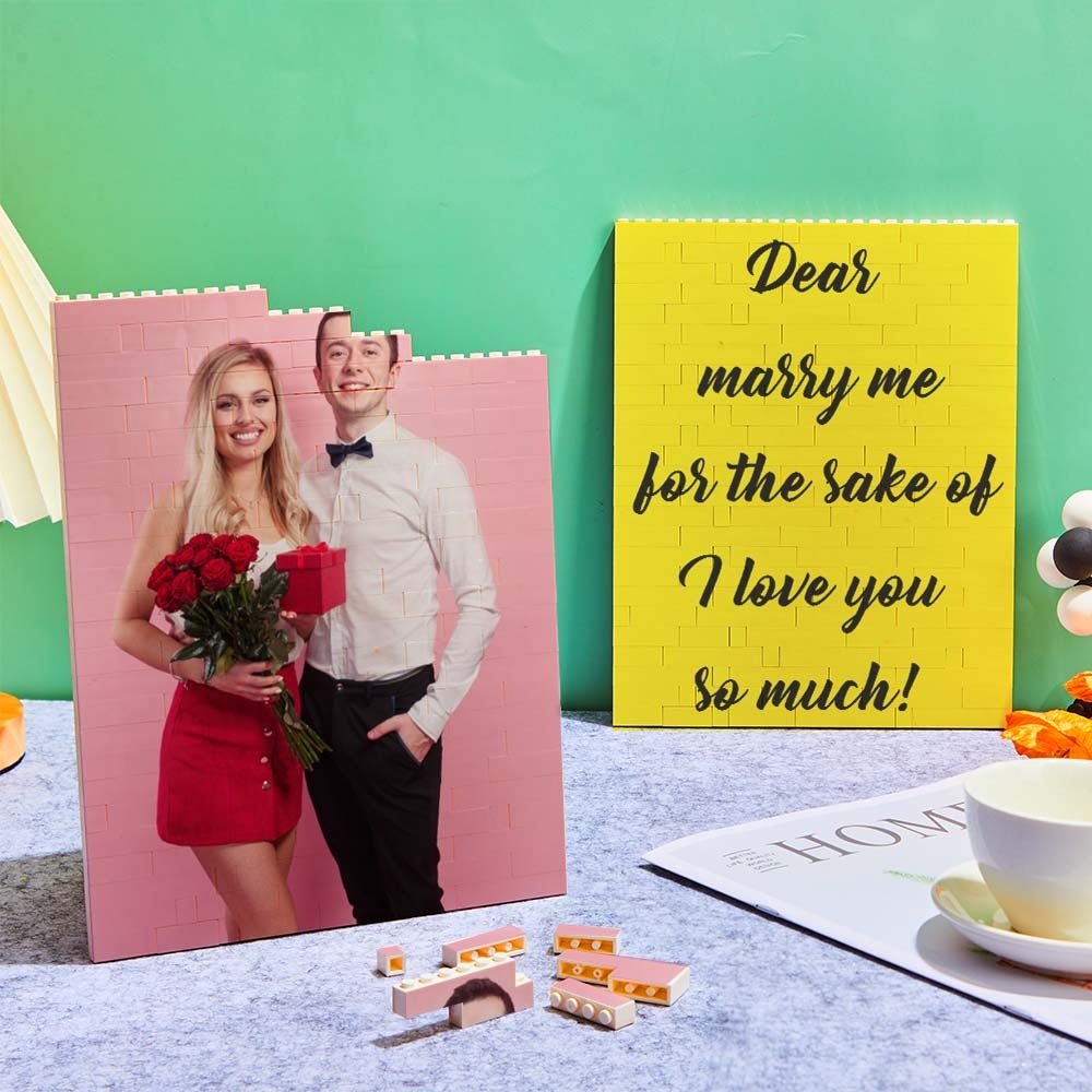 Valentine's day gifts Personalized Brick Rectangle Building Photo Block Music Code Custom Text Frame - CustWit