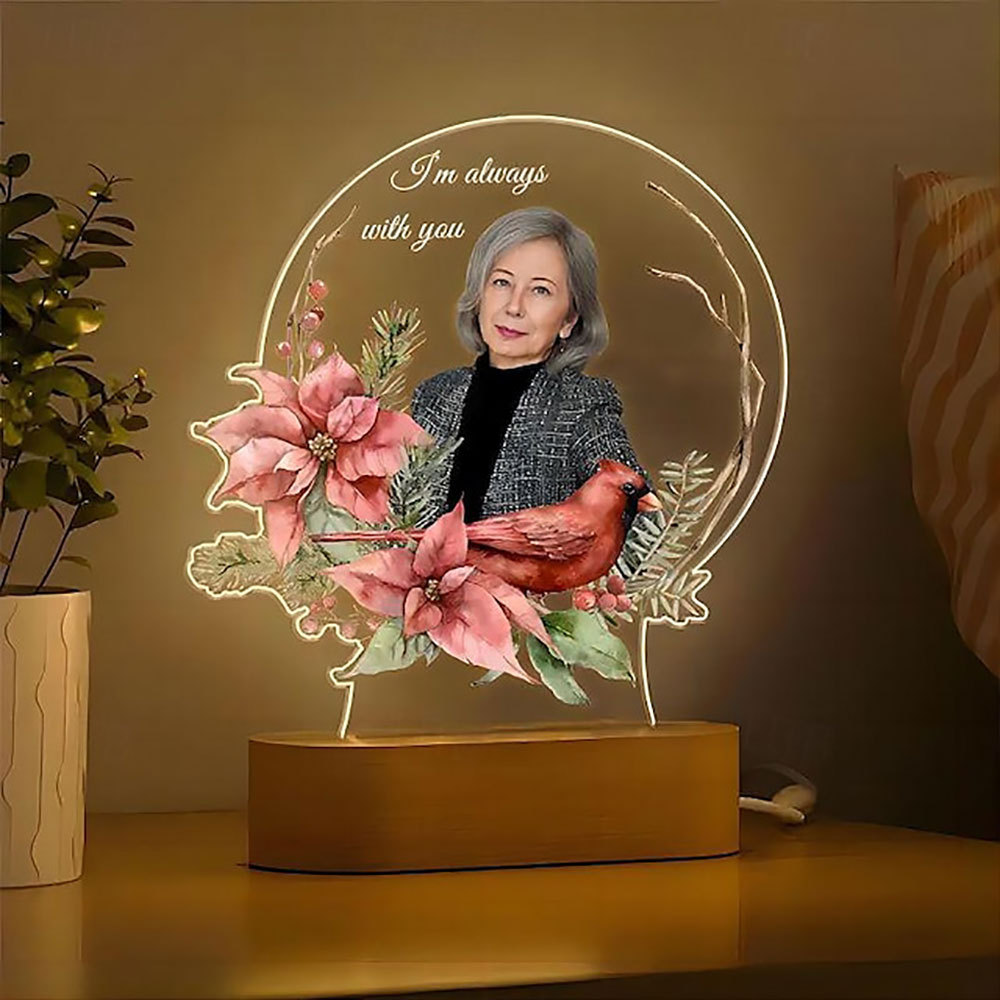 Personalized Photo Night Light I'm Always With You Custom Acrylic Night Light Memorial Gifts for Loss of Loved One Remembrance Decoration