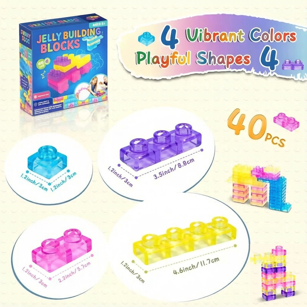 Jelly Adult Building Blocks Squishy Stress Relief Sensory Building Soft Toy Blocks Funny Anxiety Relief Gift