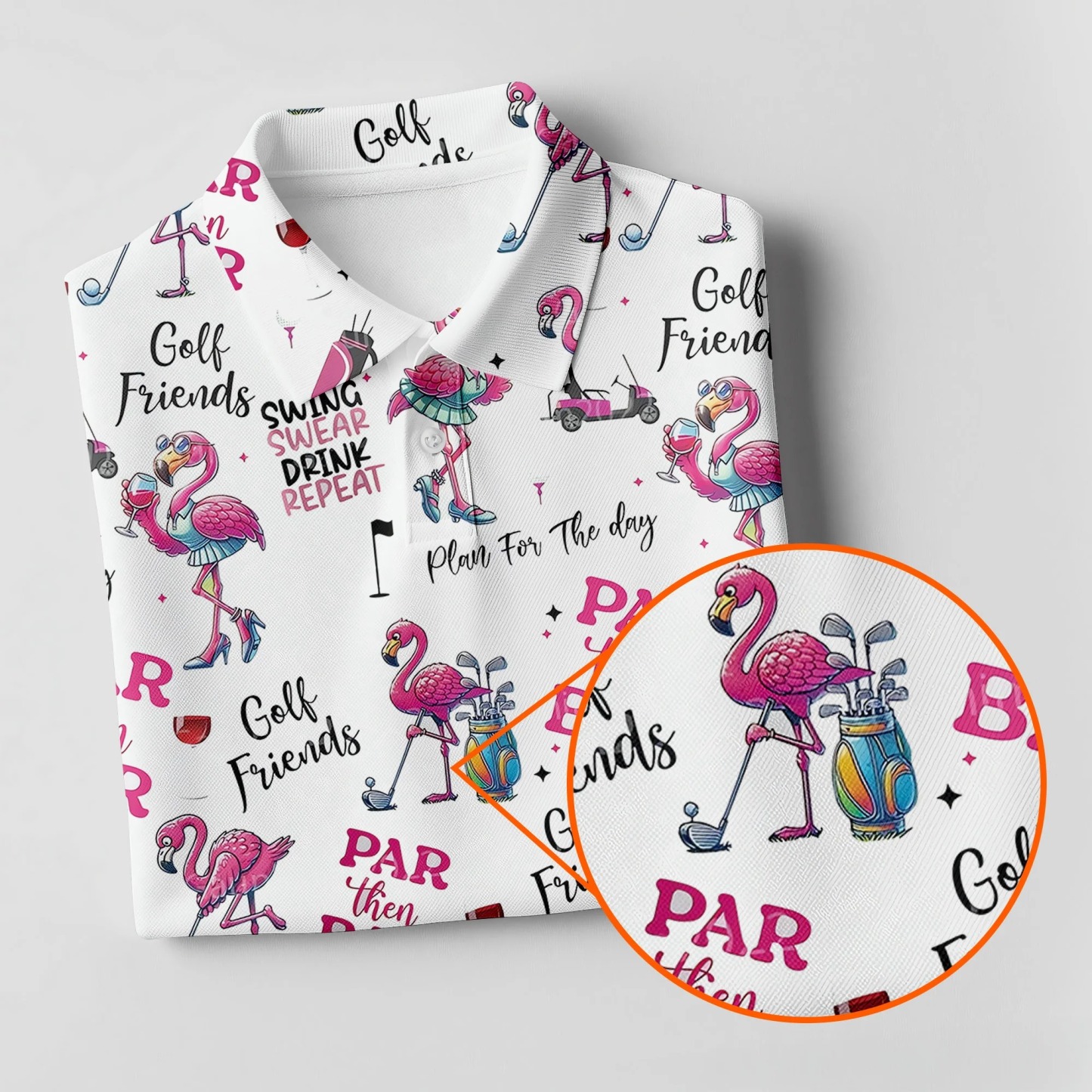 Par Then Bar Flamingo Funny Womens Golf Polo Shirt, Custom Ladies Golf Shirt - CustWit