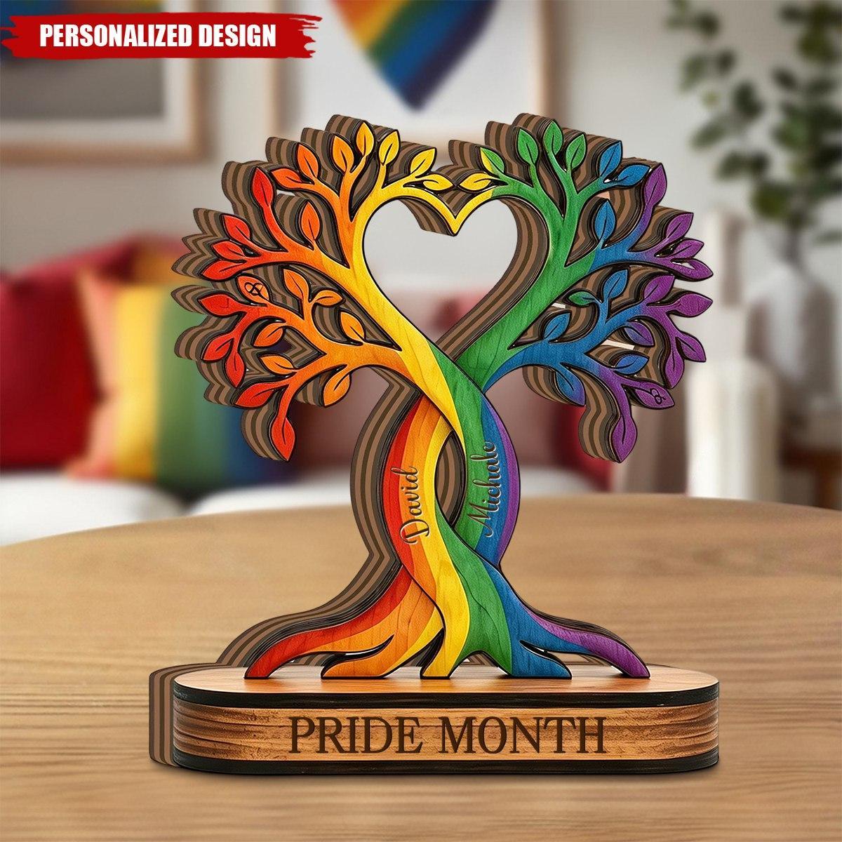 Personalized Pride Month Wooden Plaque, LGBTQ Tree Of Life Gift