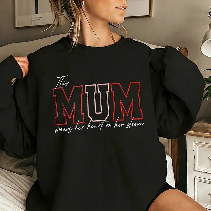 Personalized Mum Sweatshirt Heart On Sleeve Mother’s Day Gift for Mum
