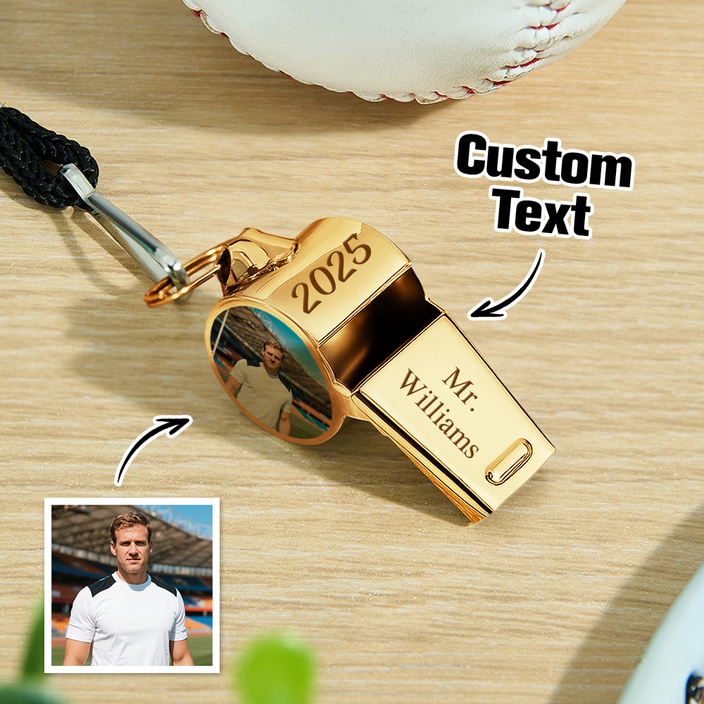 Custom Photo & Logo Whistle Personalized Gift for Coaches, Teachers & Loved Ones