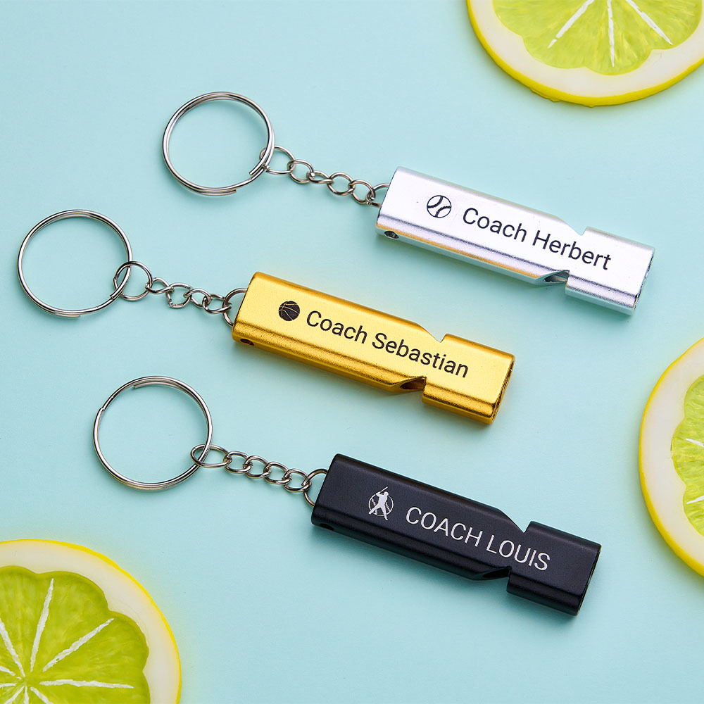 Custom Whistle Keychain Coach Whistle Personalized Gift for Coaches, Teachers & Sports Lover