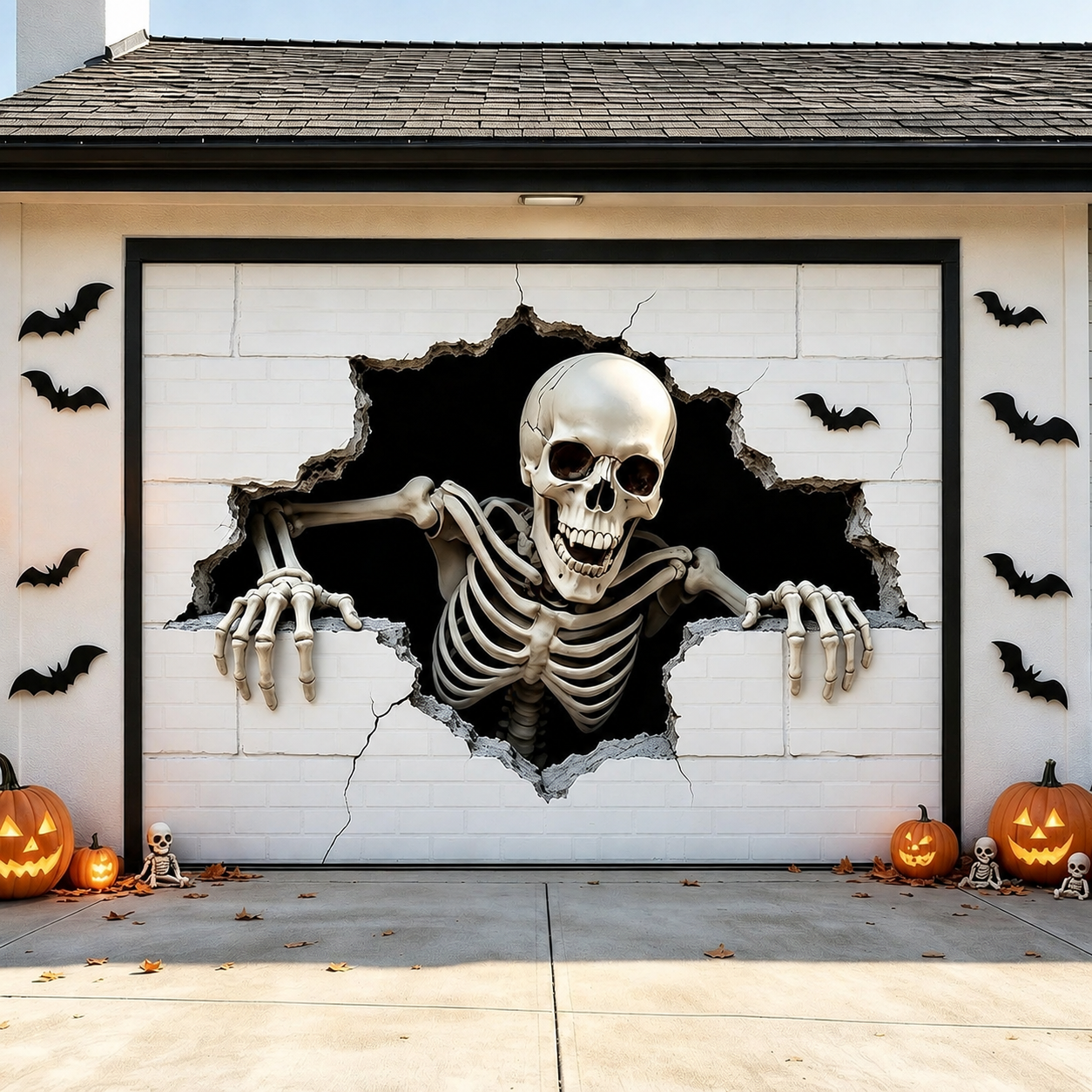 Large Halloween Garage Door Decoration Banner, Outdoor Holiday Backdrop & Themed Scene Decor