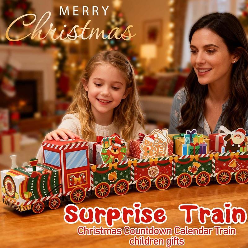 Christmas Countdown Train Advent Calendar – 24 Days Surprise Gift Boxes for Kids & Holiday Decoration