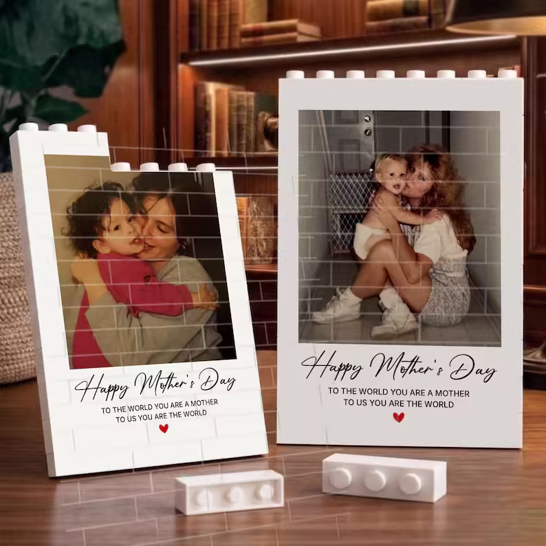 Personalized Brick Photo Puzzle Custom Retro Picture Building Blocks Mothers Day Keepsake Gift for Mom Unique Memories Photo Bricks